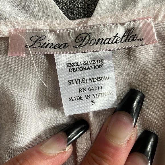 Vintage Linea Donatella pink Bridal Embroidered Pearl Robe Chemise Slip Set - Picture 12 of 14